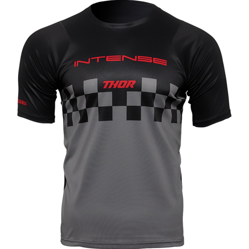 Men’s INTENSE x THOR MTB Assist Chex Black/Grey Short Sleeve Slim Fit Jersey XS