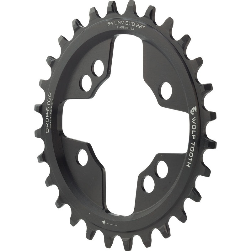 Wolf Tooth 64 BCD Chainring – 28t, 64 BCD, Universal Mount, Drop-Stop, Black