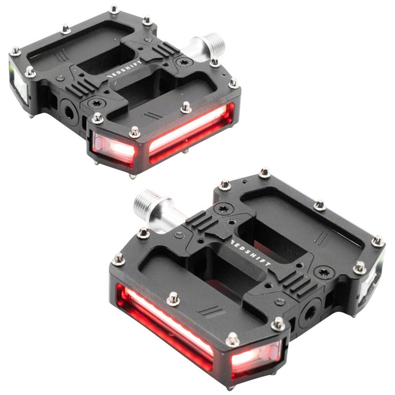 Redshift Sports Arclight Pro Flat Pedals – Aluminum 9/16″ Black w/Lights