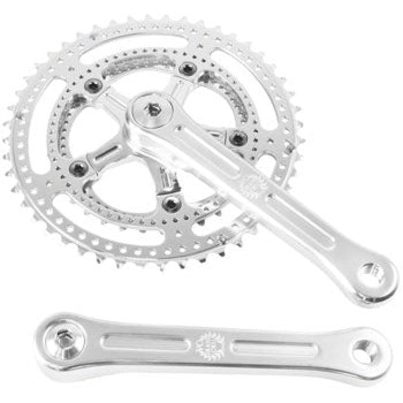 Grand Cru Drillium Cranks – 170mm, 8/9/10 Speed, 48/34t, Square Taper JIS Spindle Interface, Polished Aluminum