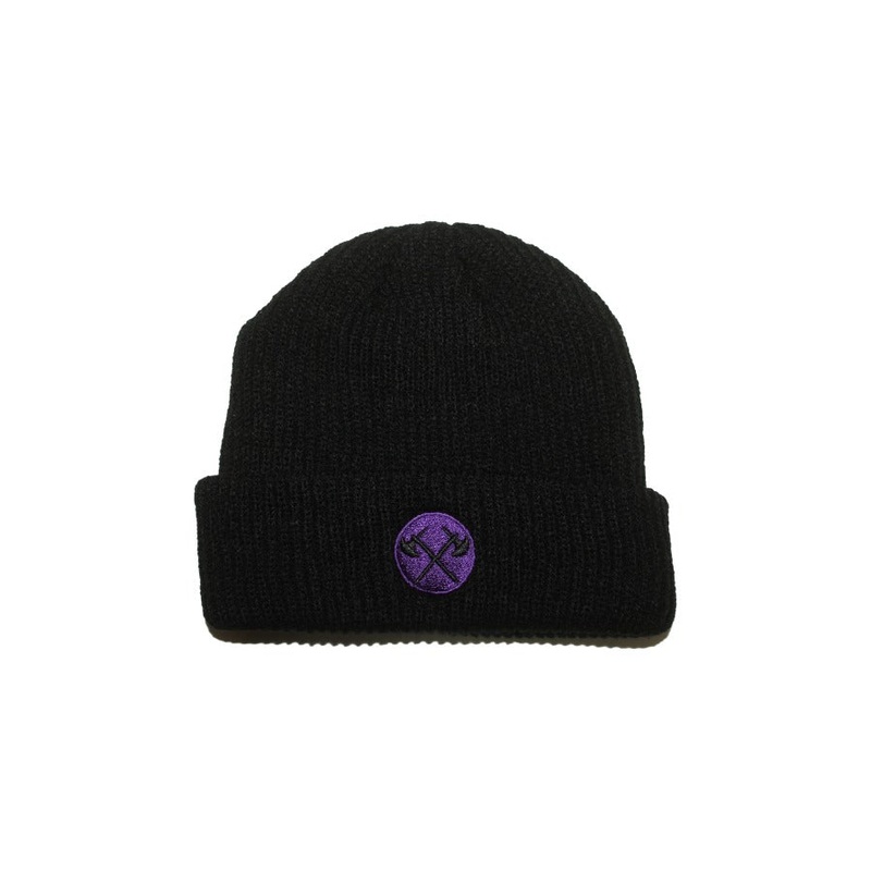 Demolition Axes Cuff Beanie – Purple On Black Purple On Black