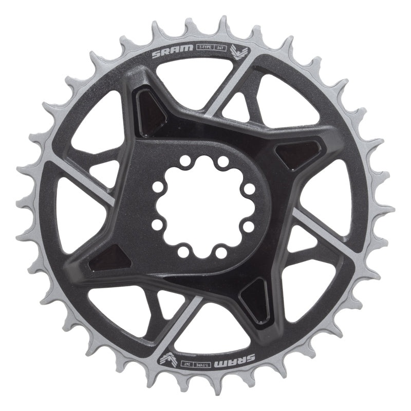 SRAM X0 Eagle T-Type Direct Mount Chainring – 34t 12-Speed 8-Bolt Direct Mount 3mm Offset Aluminum BLK D1