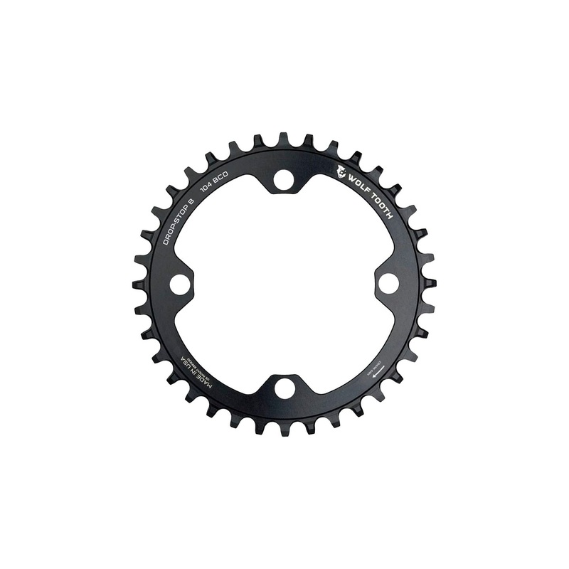 Wolf Tooth 104 BCD Chainring – 34t 104 BCD 4-Bolt Drop-Stop B Black