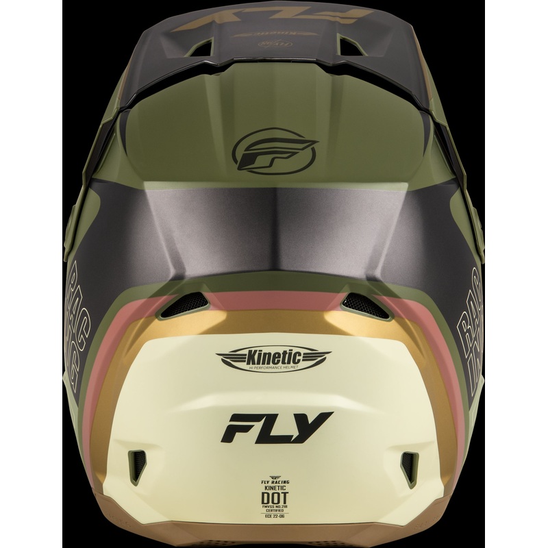 FLY RACING Kinetic Rally Helmet Matt Moss Gry/Khaki/Off-Wht Md