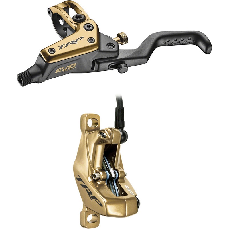 TRP EVO Pro HD-M9040 Disc Brake Lever – Left/Front Rear 1900mm Hose Post Mount 4-Piston Gold