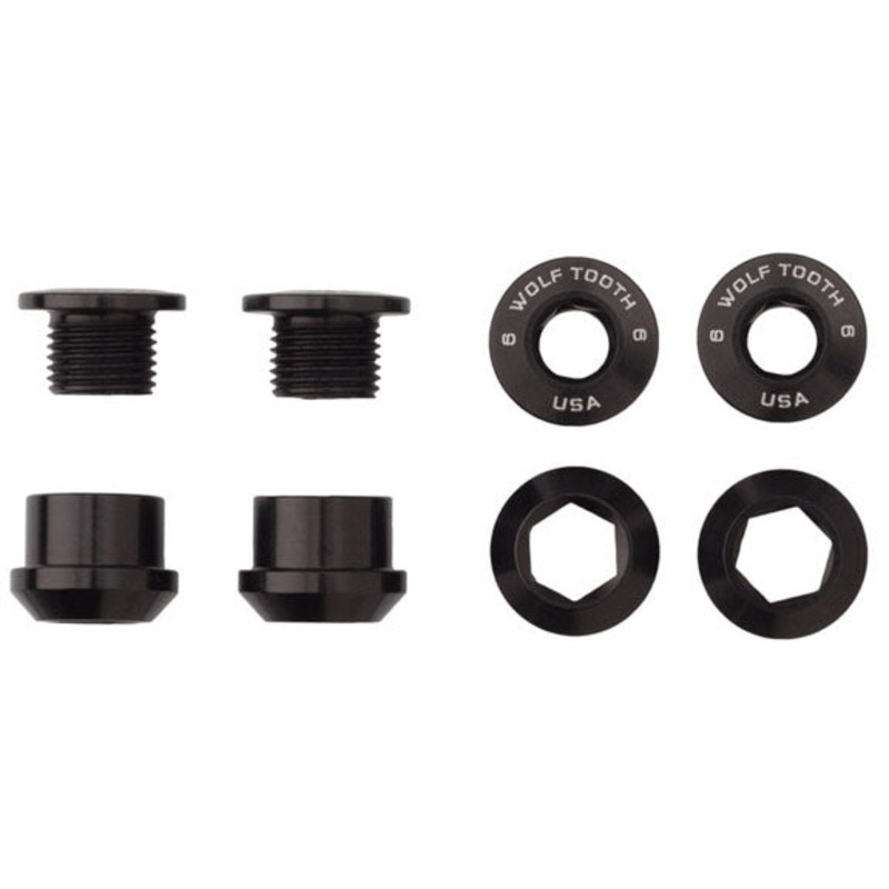 Wolf Tooth 1x Chainring Bolt Set – 6mm Dual Hex Fittings Set/4 Black