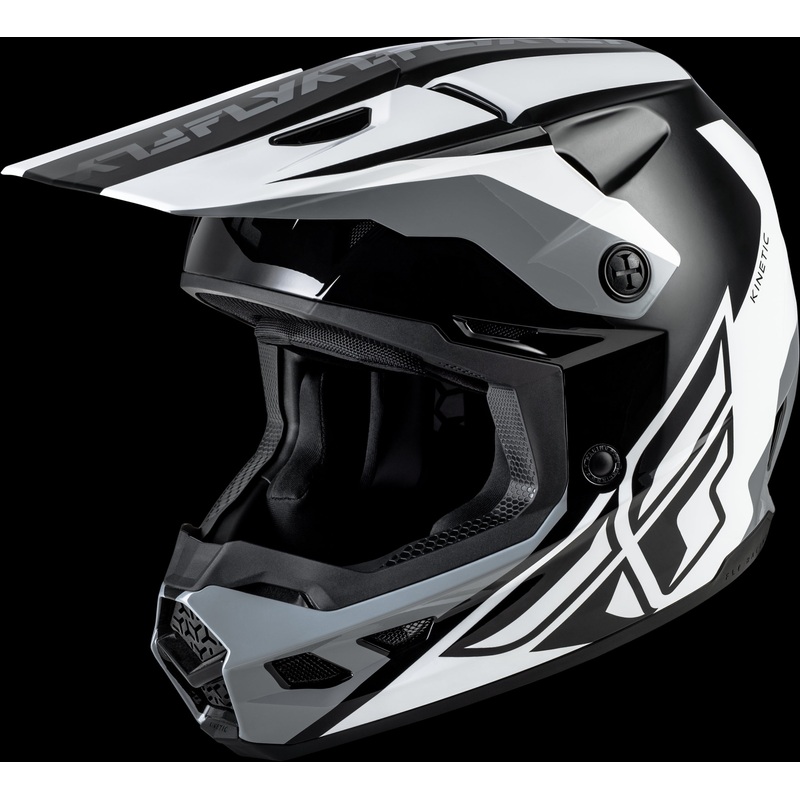 FLY RACING Kinetic Crest Helmet Black/White/Grey Md