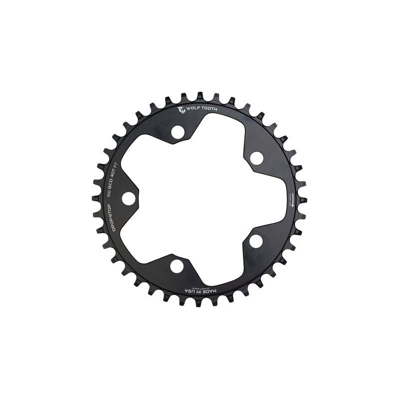 Wolf Tooth 110 BCD Cyclocross Road Chainring – 44t 110 BCD 5-Bolt Drop-Stop 10/11/12-Speed Eagle Flattop Compatible BLK