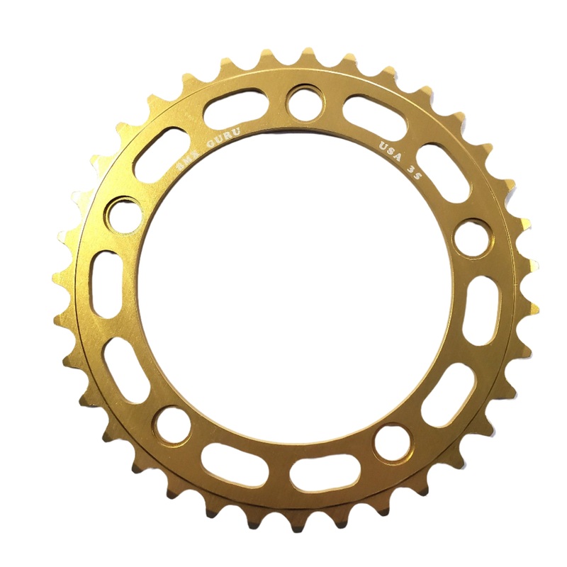 BMXGuru 35t BMX Chainring – Gold – 110mm 5-bolt – USA Made