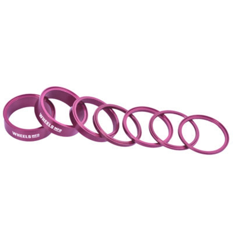 Wmfg H/Set Spcrs,Stckrght Pink,7 Spacers Aluminum Headset Spacer Kit  Headsets NA Pink