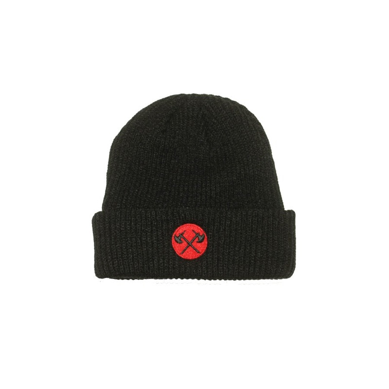 Demolition Axes Cuff Beanie – Red On Black Red On Black