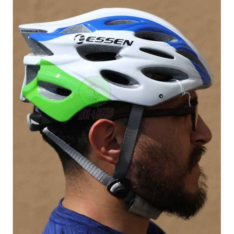 Adult Bicycle Helmet Essen Road Bike Helmet White Blue Green  – Live4bikes White / Green / Blue57-61cm