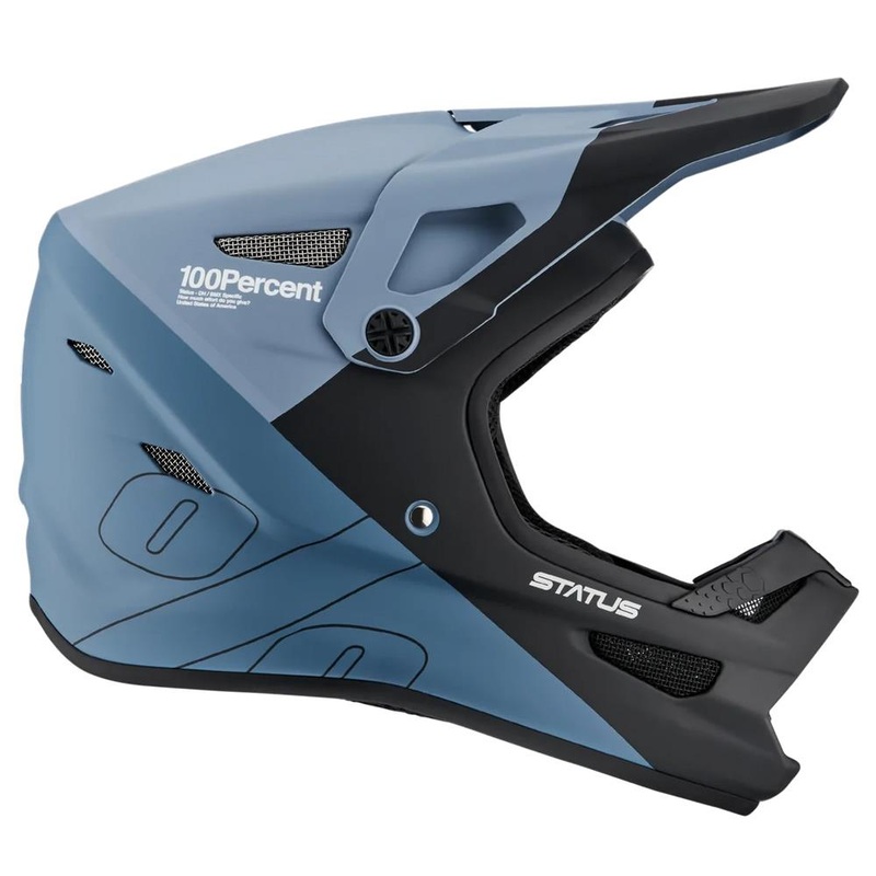100% Status Race Helmet – Drop/Steel Blue Large