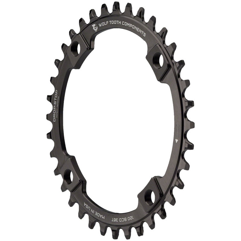 Wolf Tooth 120 BCD Chainring – 36t 120 BCD 4-Bolt Drop-Stop B Black