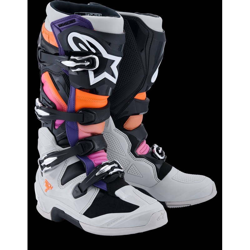 ALPINESTARS 2026 Mx Tech 7 Boots Black/Light Grey/Orange Fluo/Magenta 13