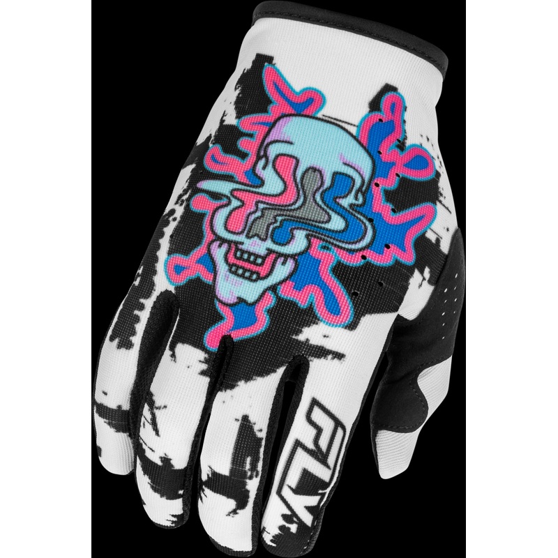 FLY RACING Youth Lite Warp Gloves White/Blue/Pink Yl