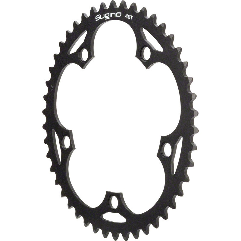 Sugino 46t x 130mm 1/2″x 1/8″ 5-Bolt Chainring Black