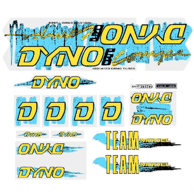 1987 DYNO Pro Compe Team Model Decal Set Blue / Yellow with Clear Background