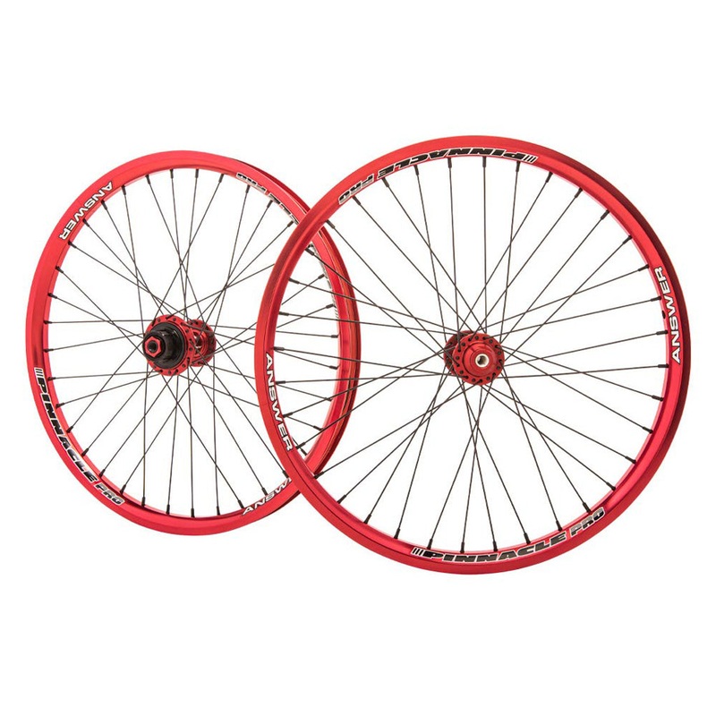Answer Pinnacle V2 Pro BMX Race Wheelset-20×1.75″ Red