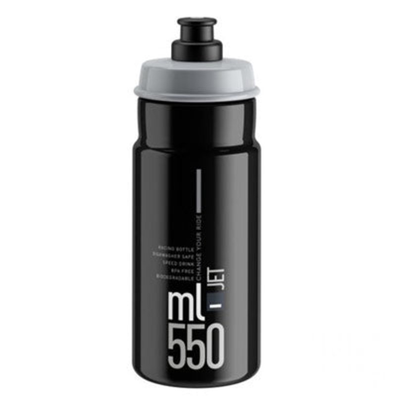 Elite Bottle, Jet Black 550Ml W/Grey Logo Jet Bottle  Hydration NA Black