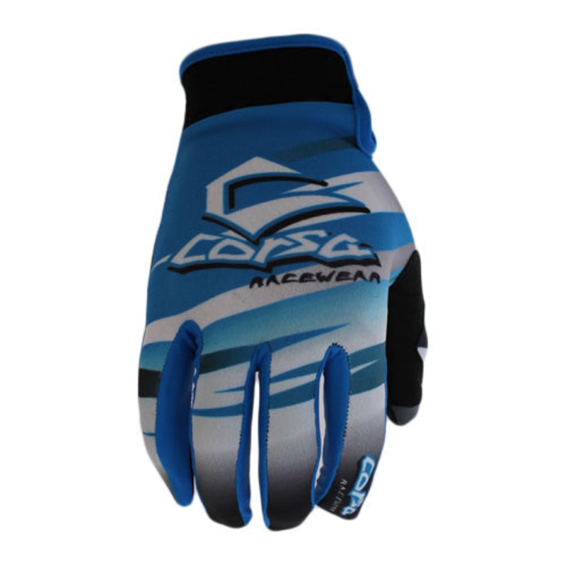 Corsa Warrior BMX Race Gloves-Blue Youth X-Small