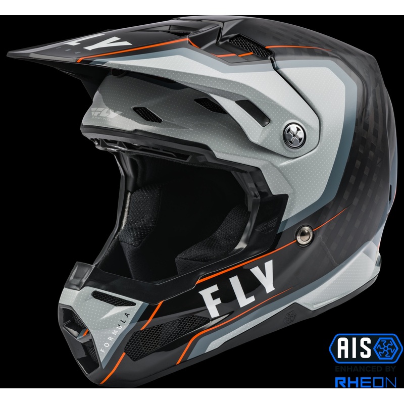 FLY RACING Formula Carbon Axon Helmet Black/Grey/Orange Yl
