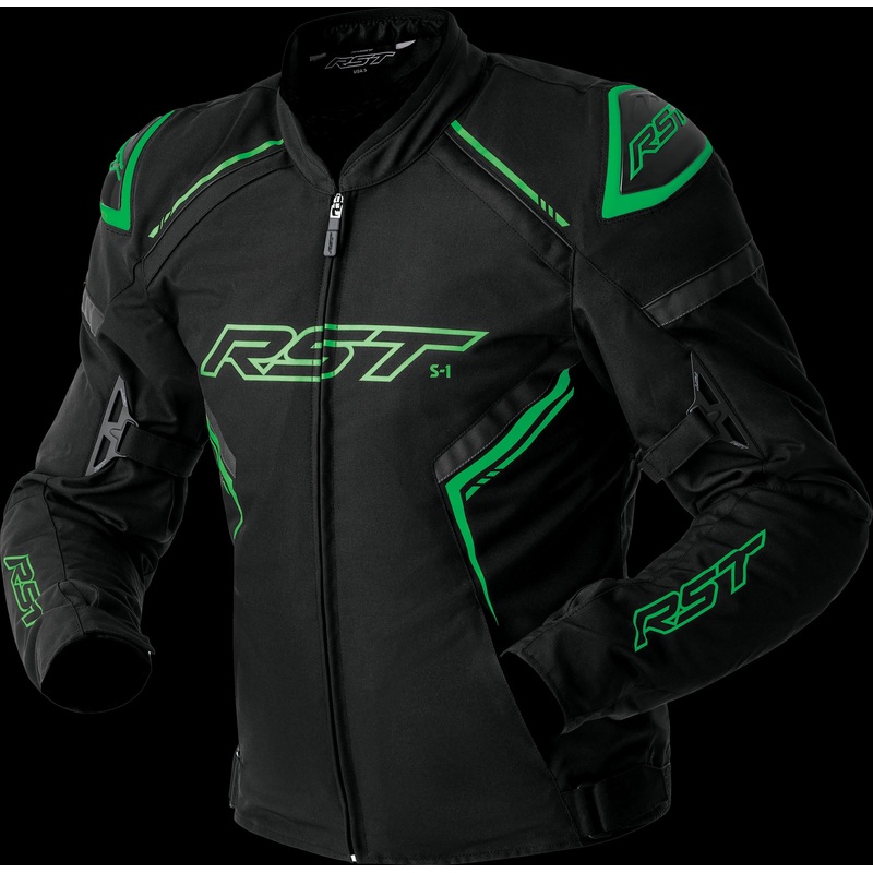 RST S1 D3o Textile Jacket Black/Grey/Flo Grn Lg Black/Grey/Fluorescent Green Large