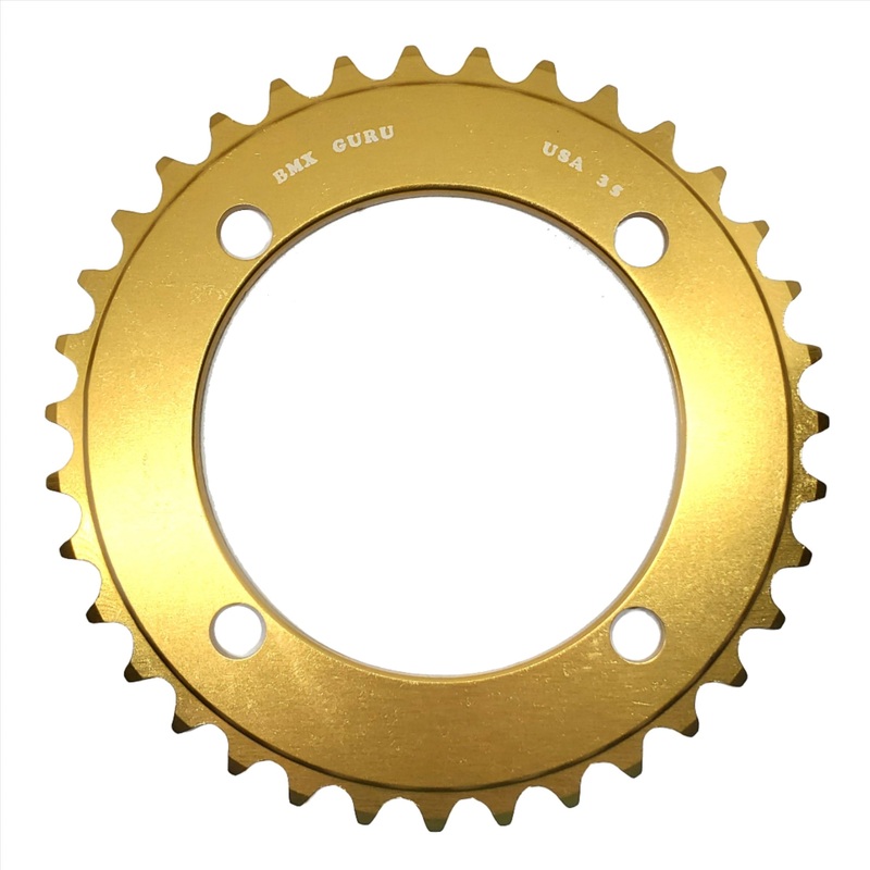 BMXGuru 35t BMX Chainring – Gold – 104mm 4-bolt – USA Made