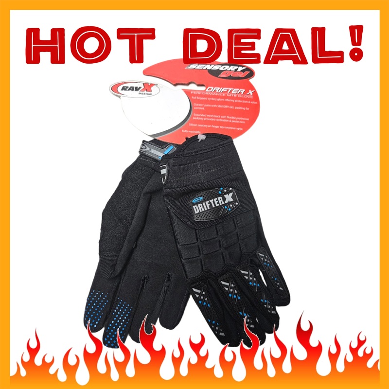 RAVX Drifter X MTB/BMX Gloves – Size 7 / Adult X-Small – Black/Blue