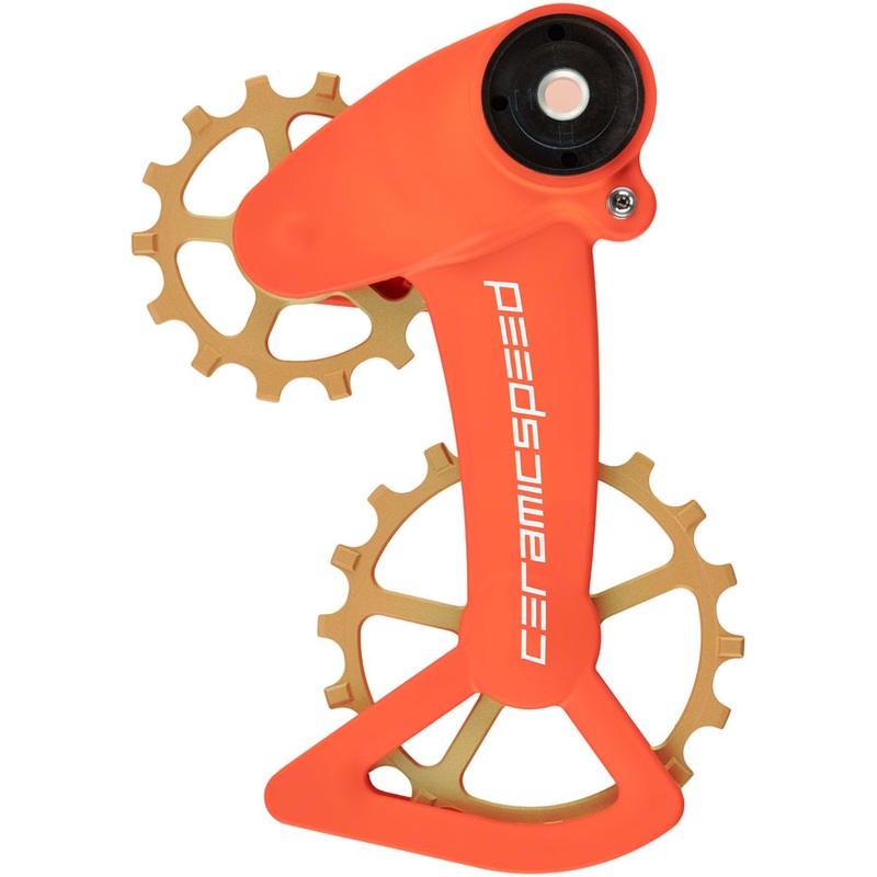 CeramicSpeed OSPW X  Pulley Wheel System for SRAM Eagle AXS – Coated Races, Alloy Pulley, Carbon Cage, Orange/Bronze Cerakote