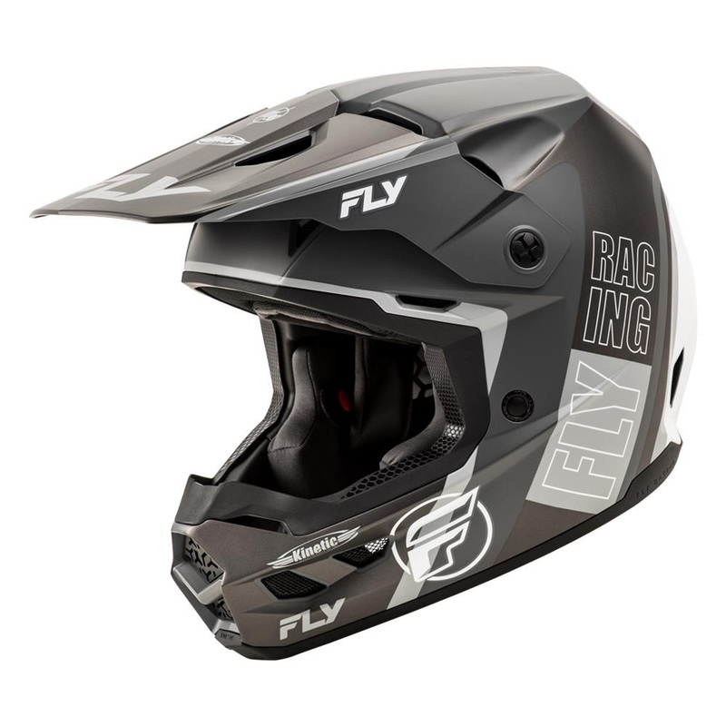 Fly Racing Kinetic Rally Helmet – Matte Grey/Black/White Medium