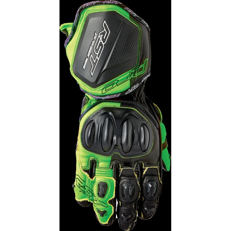 RST Pro Series Gp D3o Gloves Black/Flo Green Leather Md Black/Fluorescent Green Medium