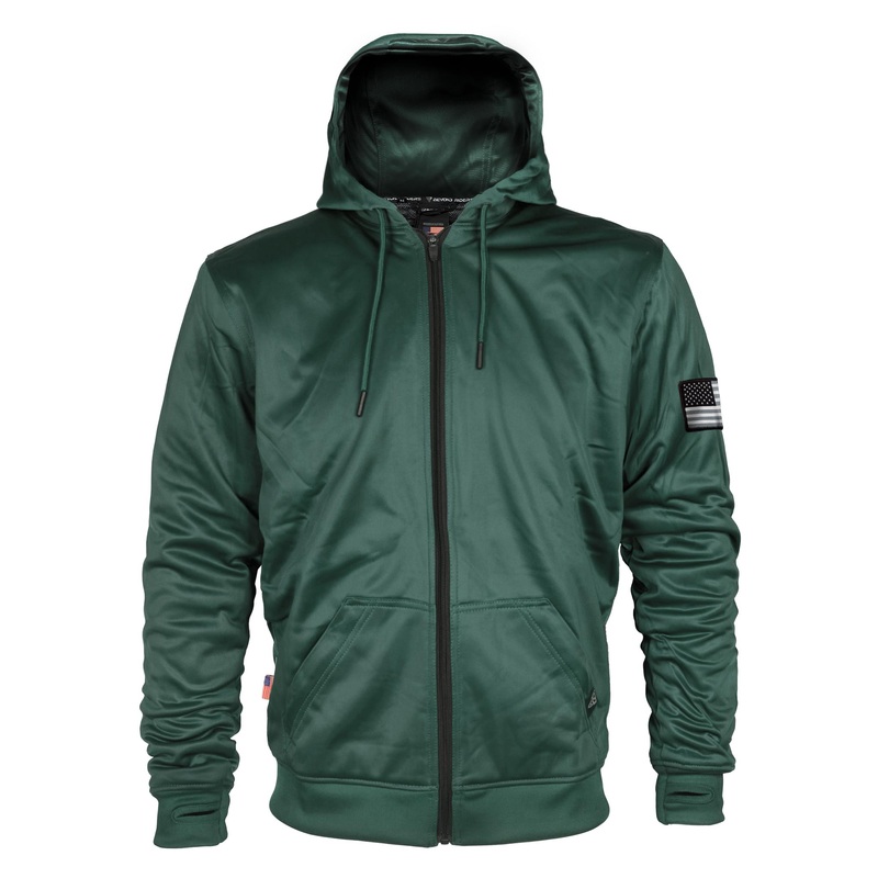 Dark Green Solid Ultra Protective Hoodie with Pads Dark Green Solid XXS