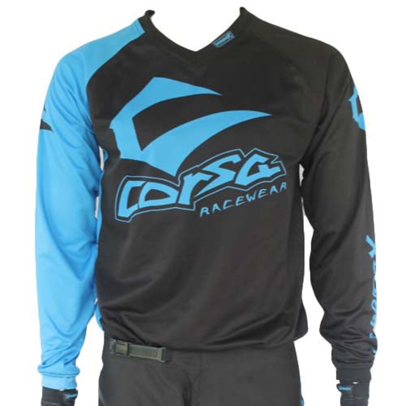 Corsa Warrior X BMX Race Jersey-Black/Blue Youth Medium