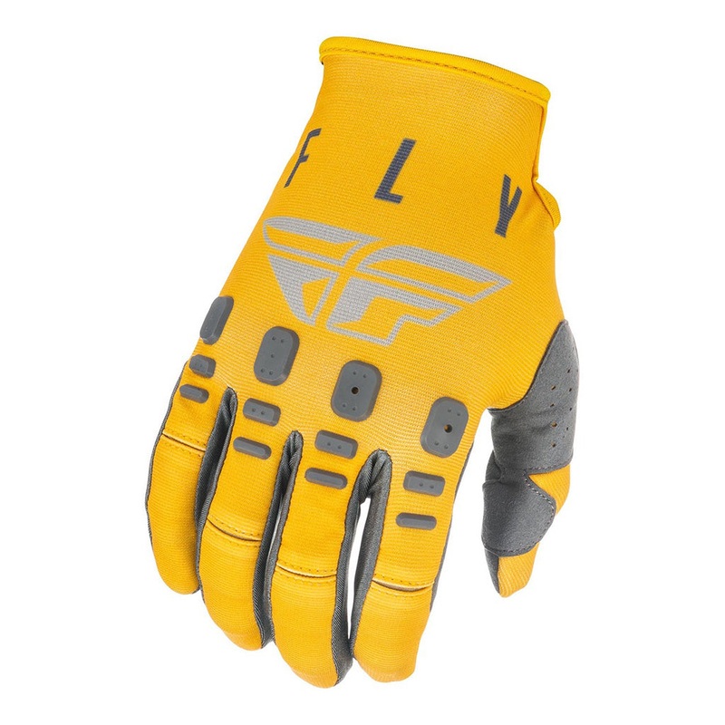 Fly Racing Kinetic K121 BMX Race Gloves-Mustard/Stone/Grey Youth Small
