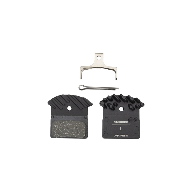 Shimano J05A-RF Disc Brake Pad and Spring – Resin Compound, Finned Aluminum Back Plate