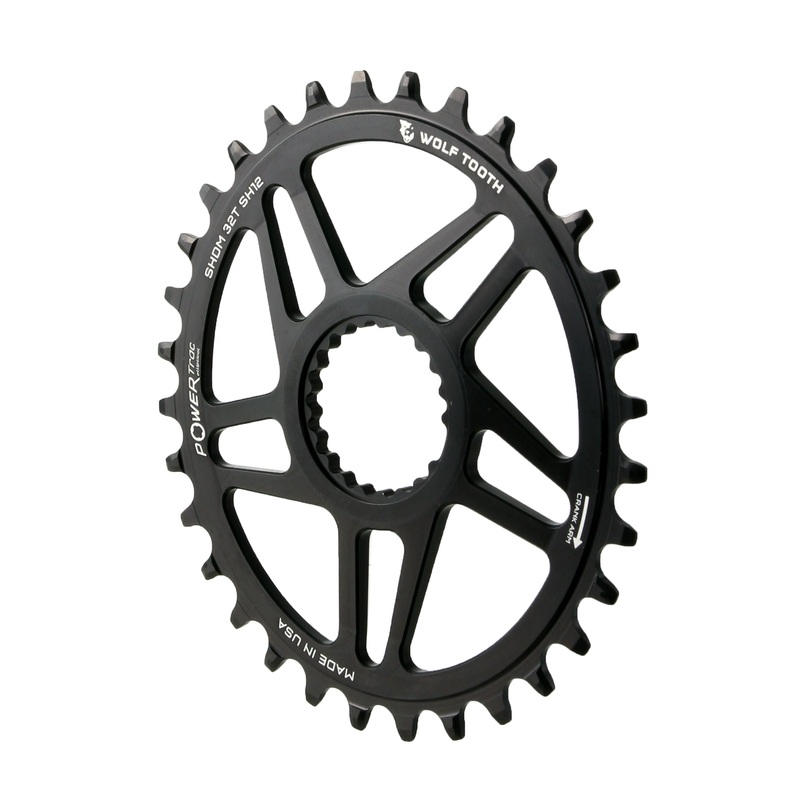 Wolf Tooth Elliptical Direct Mount Chainring – 32t Shimano DM Boost 3mm Offset Drop-Stop ST Requires 12-Speed HG+ Chain BLK