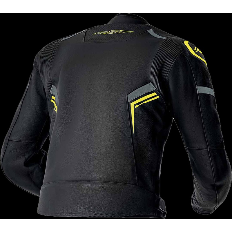 RST S1 D3o Leather Jacket Blk/Gry/Flo Yel Sm Black/Grey/Fluorescent Yellow Small