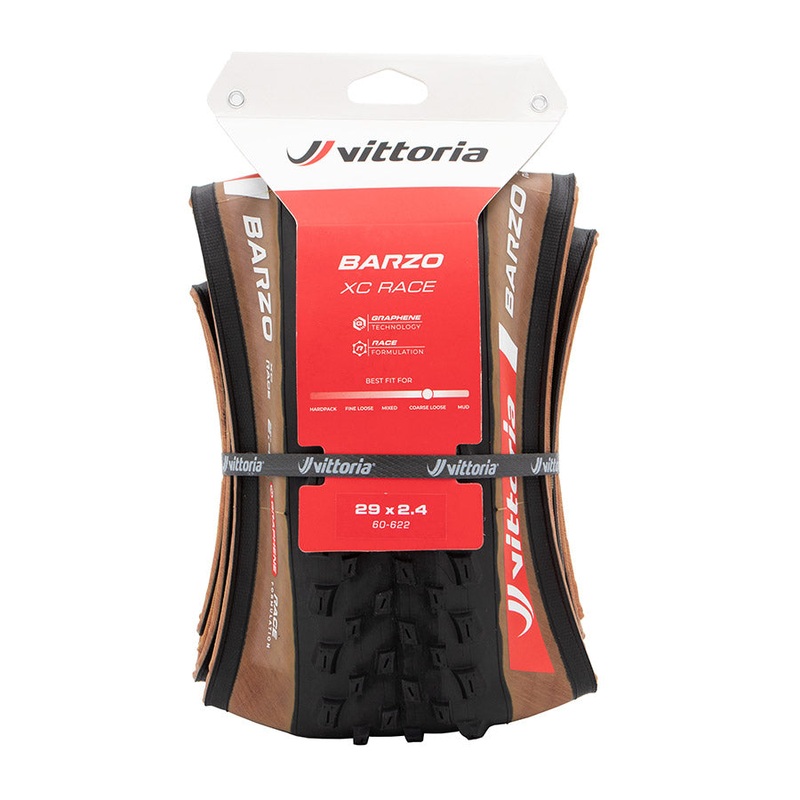 Vittoria Barzo XC Race Tire – 29 x 2.40 Tubeless Folding BLK/Brown Race Graphene + Silica