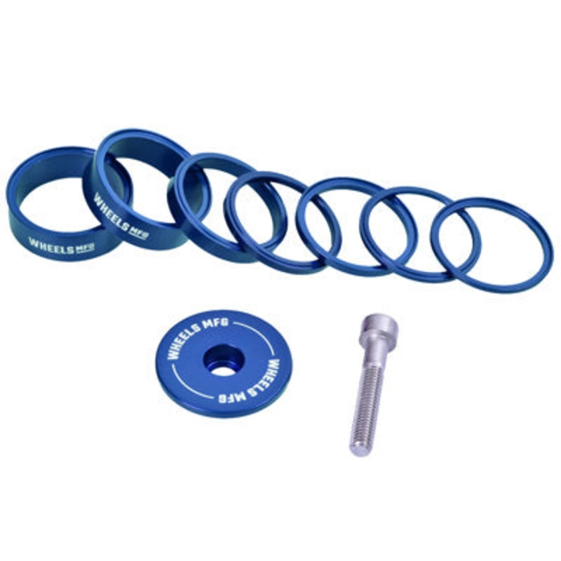 Wmfg H/Set Spcrs,Stckrght Ess Blue,7 Spcrs,Top Cap Aluminum Headset Spacer Kit  Headsets NA Blue