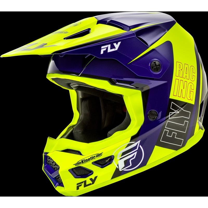 FLY RACING Kinetic Rally Helmet Hi-Vis/Blue/Black Md