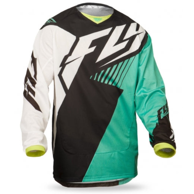Fly Racing Kinetic Vector Mesh BMX Race Jersey-Black/White/Teal Youth X-Large