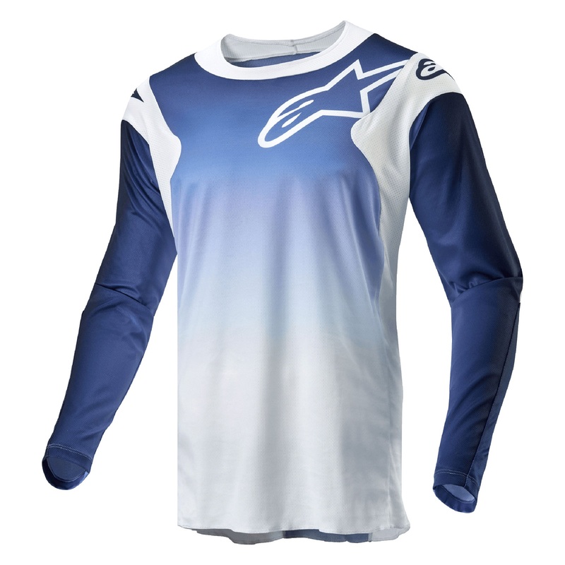 Alpinestars Racer Hoen BMX Race Jersey-White/Dark Navy/Light Blue Adult Small