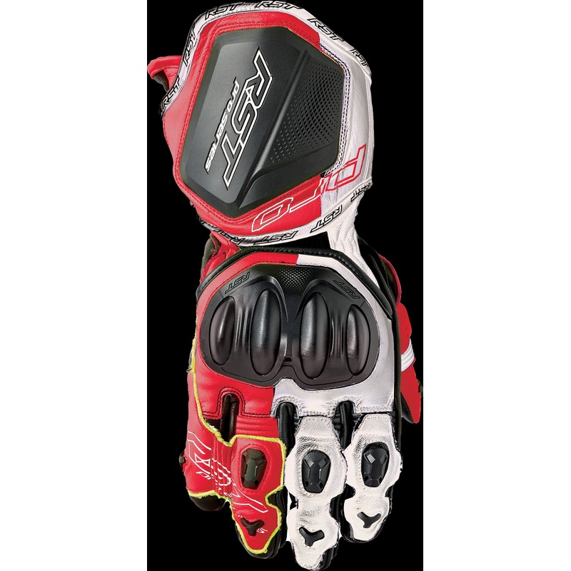 RST Pro Series Gp D3o Gloves Black/Flo Red Leather Md Black/Fluorescent Red Medium