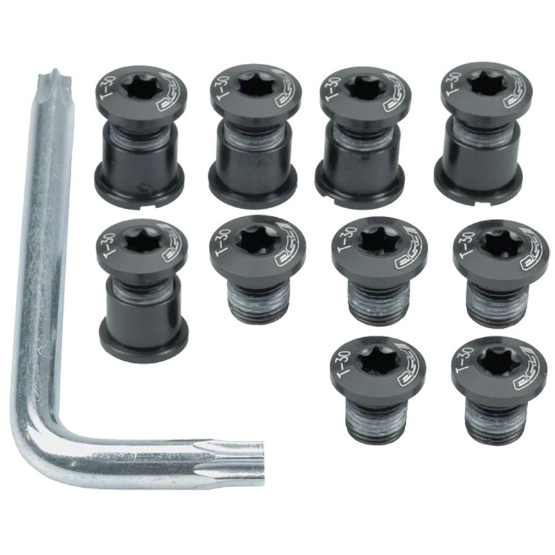 Torx T-30 Alloy Mountain Chainring Nut/Bolt Set with Tool Black Double