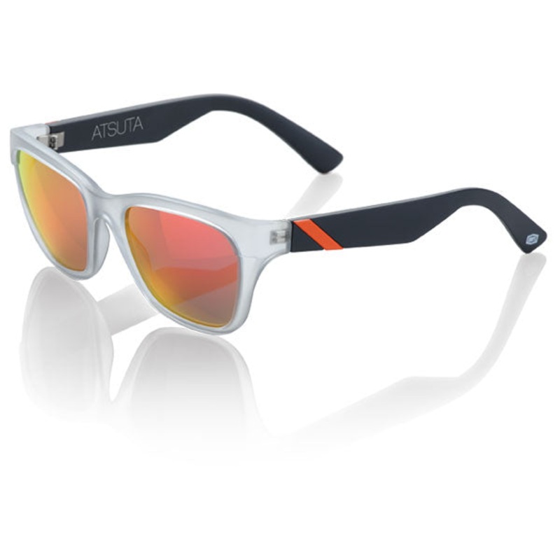100% Atsuta Sunglasses-Gray Transparent/Orange-Orange Mirror