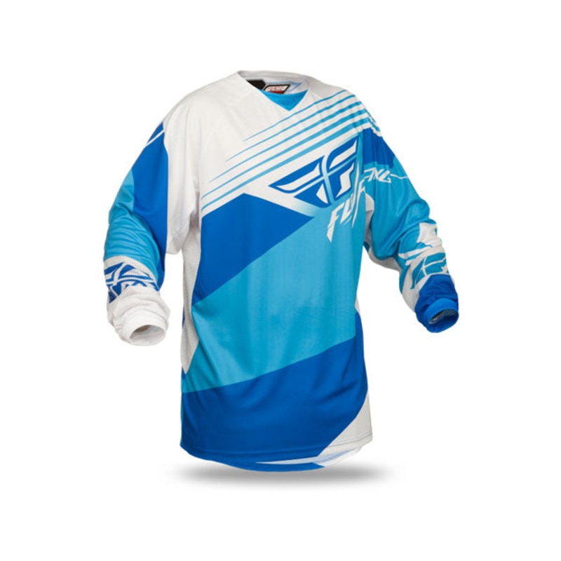 Fly Racing 2014 Kinetic Blocks BMX Race Jersey-Blue/White Youth X-Large