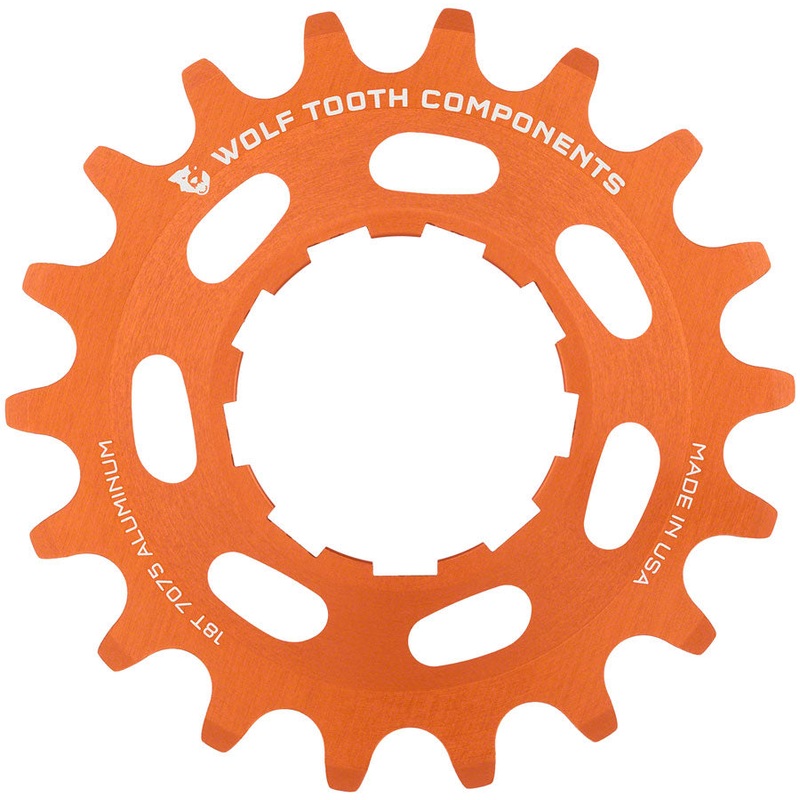 Wolf Tooth Single Speed Aluminum Cog – 18t, Compatible with 3/32″ Chains, Orange