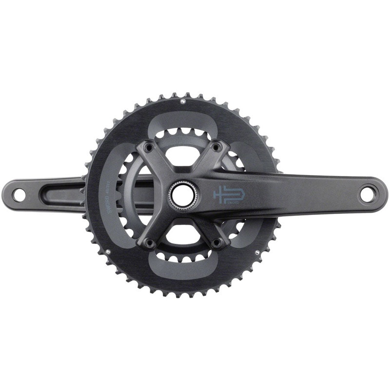 microSHIFT Sword 2x Crankset – 170mm, 10-Speed, 48/31t, 110 Asym BCD,  24mm Spindle, Black