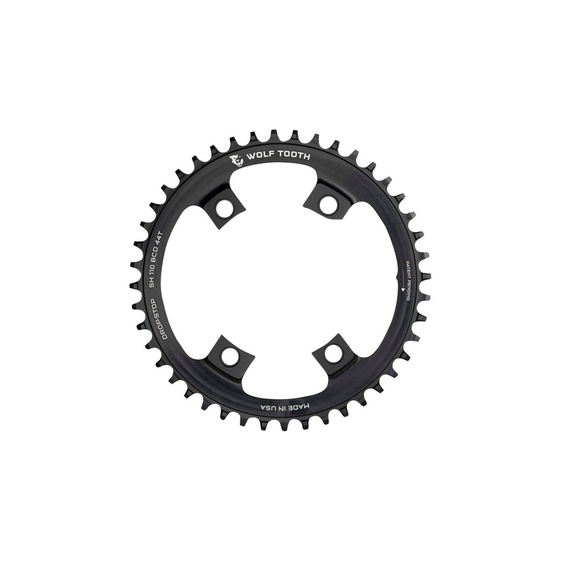Wolf Tooth Shimano 110 Asymmetric BCD Chainring – 42t 110 Asymmetric BCD 4-Bolt Drop-Stop A For Shimano Cranks BLK